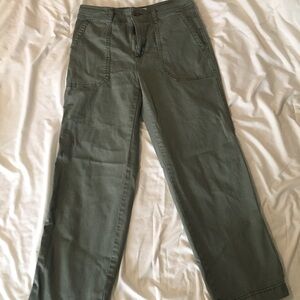 Classic Olive Green Wide-Leg Utility Pants